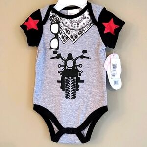 NWT grey onesie/bodysuit with motorcycle graphic